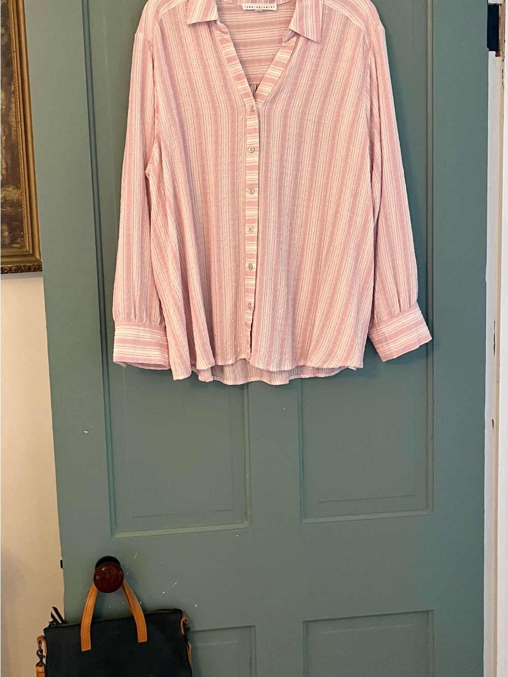 Jane and Delancey Light Pink and White Striped Button-Down Shirt
